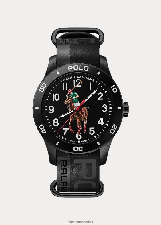 montre sport polo cadran noir 46T60T9748 Hommes Ralph Lauren