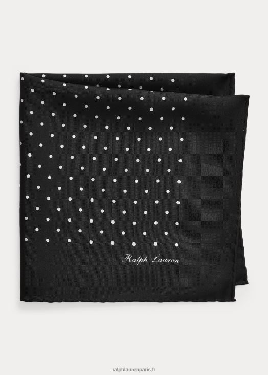 pochette foulard en soie à pois 46T60T2666 Hommes Ralph Lauren noir