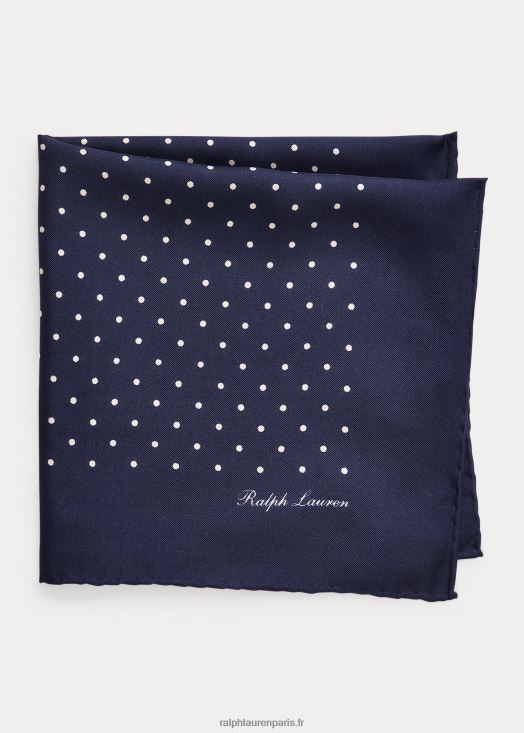 pochette foulard en soie à pois 46T60T2667 Hommes Ralph Lauren marine