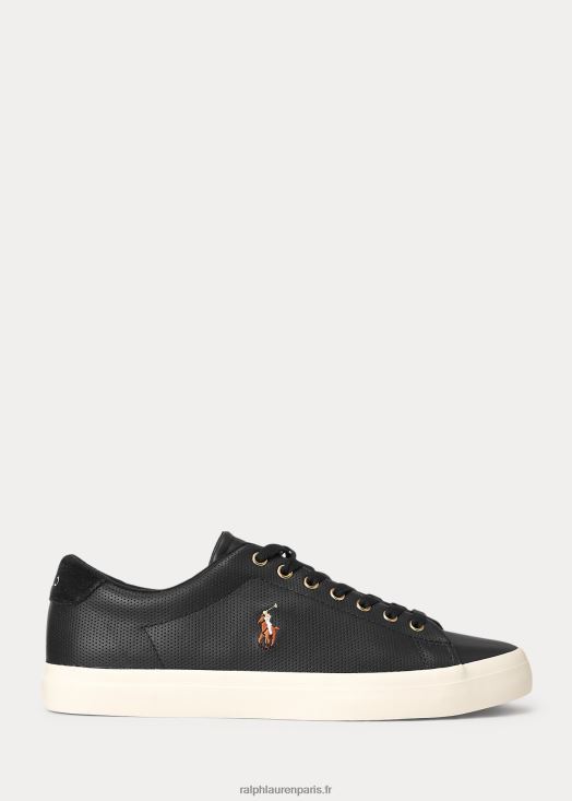 baskets en cuir longwood 46T60T2017 Hommes Ralph Lauren noir