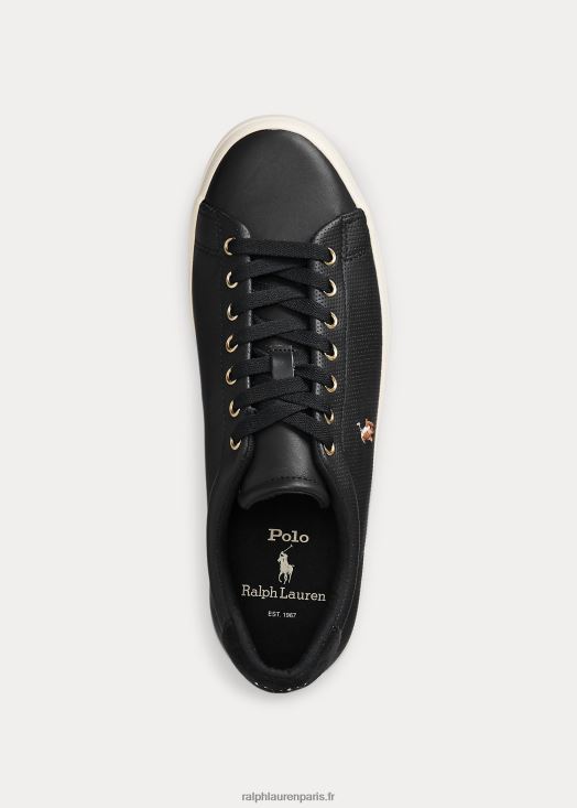 baskets en cuir longwood 46T60T2017 Hommes Ralph Lauren noir