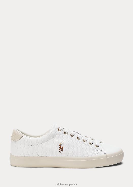 baskets en cuir longwood 46T60T2019 Hommes Ralph Lauren blanc