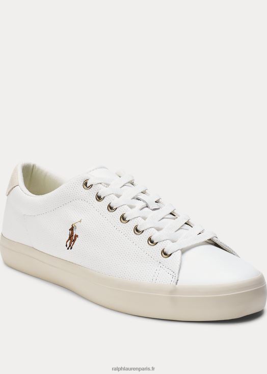 baskets en cuir longwood 46T60T2019 Hommes Ralph Lauren blanc