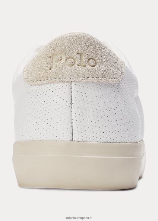 baskets en cuir longwood 46T60T2019 Hommes Ralph Lauren blanc