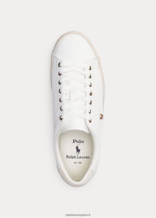 baskets en cuir longwood 46T60T2019 Hommes Ralph Lauren blanc