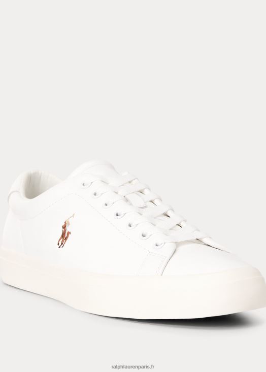 baskets en cuir longwood 46T60T2020 Hommes Ralph Lauren blanc