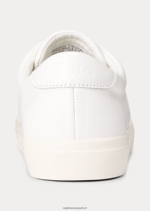 baskets en cuir longwood 46T60T2020 Hommes Ralph Lauren blanc