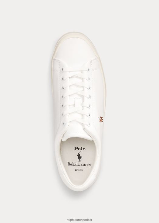 baskets en cuir longwood 46T60T2020 Hommes Ralph Lauren blanc