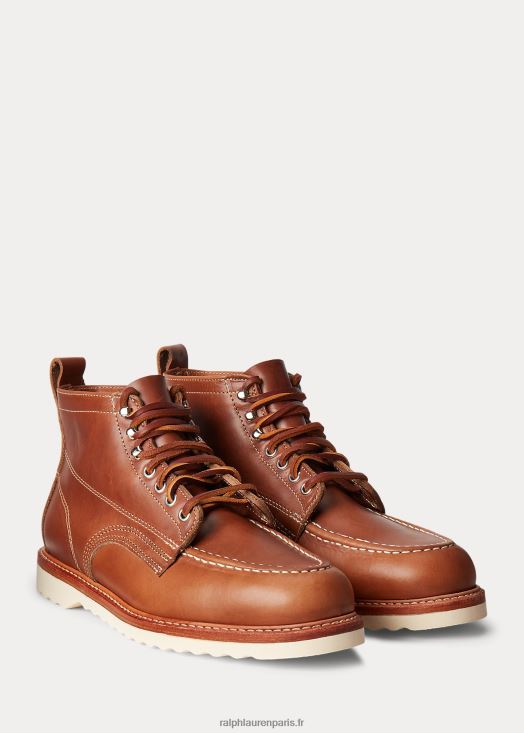 botte à lacets en cuir 46T60T2136 Hommes Ralph Lauren bronzer