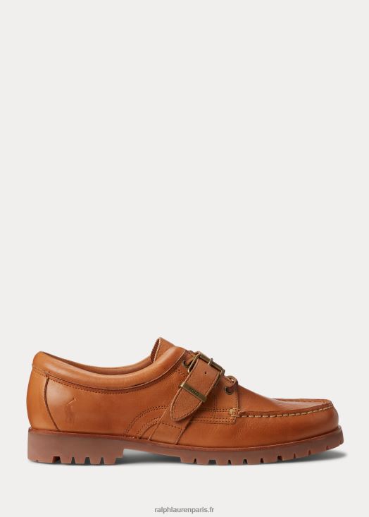 chaussure bateau en cuir ranger 46T60T8729 Hommes Ralph Lauren bronzer