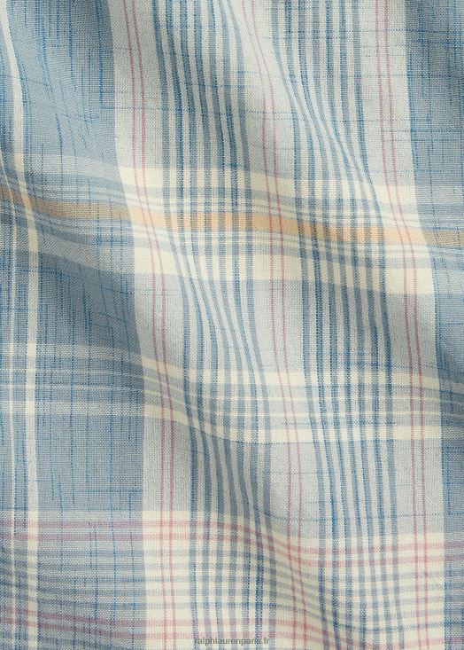 chemise camp madras 46T60T1708 Hommes Ralph Lauren bleu clair