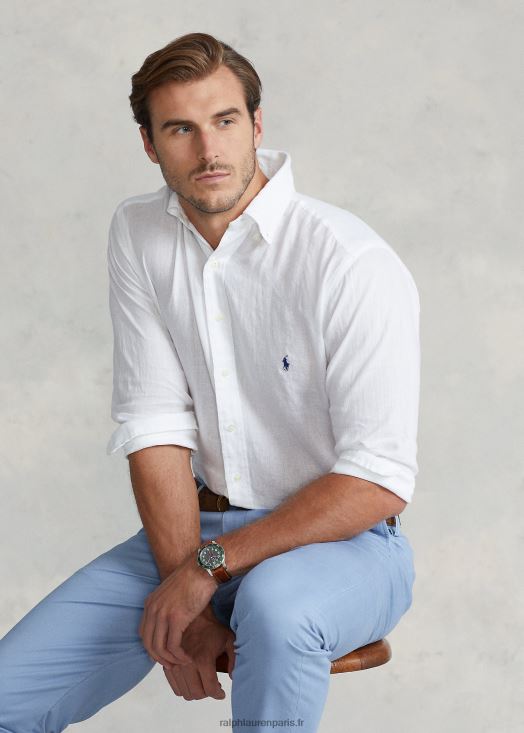 chemise en lin léger 46T60T1550 Hommes Ralph Lauren blanc