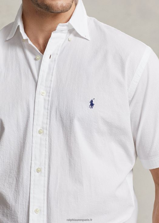 chemise en seersucker 46T60T1597 Hommes Ralph Lauren blanc