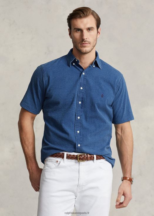 chemise en seersucker 46T60T1598 Hommes Ralph Lauren indigo foncé