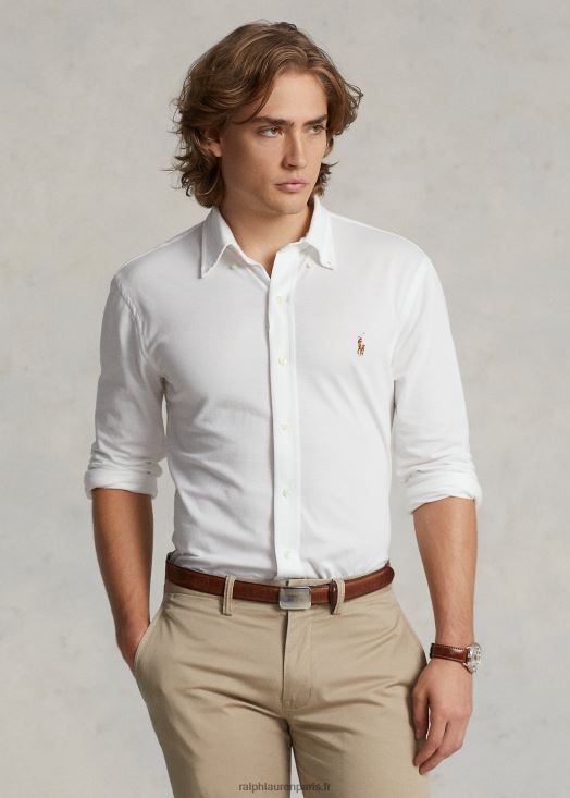 chemise oxford en maille 46T60T899 Hommes Ralph Lauren blanc