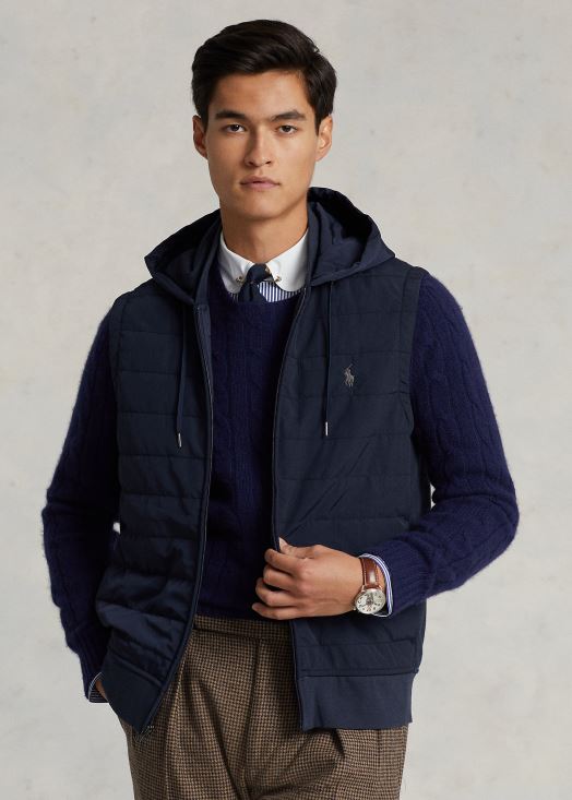 gilet à capuche hybride 46T60T1165 Hommes Ralph Lauren aviateur marine