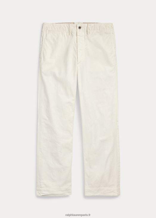 pantalon militaire en sergé à chevrons 46T60T1691 Hommes Ralph Lauren blanc