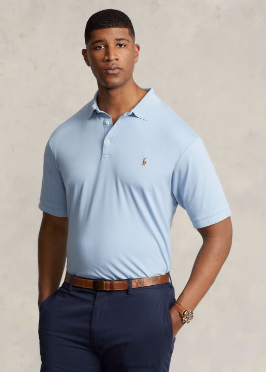 polo en coton doux 46T60T1538 Hommes Ralph Lauren bleu immobilier