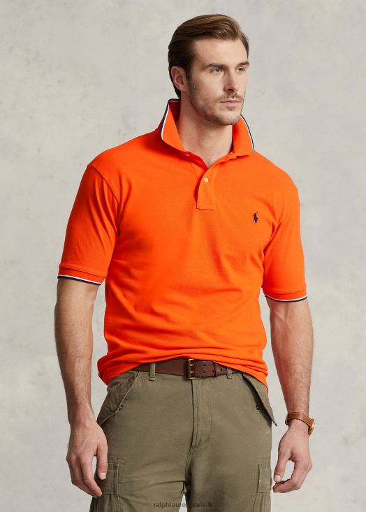 polo en maille 46T60T1354 Hommes Ralph Lauren voile orange