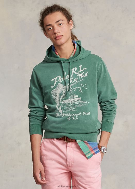 sweat à capuche graphique brodé 46T60T782 Hommes Ralph Lauren vert verano