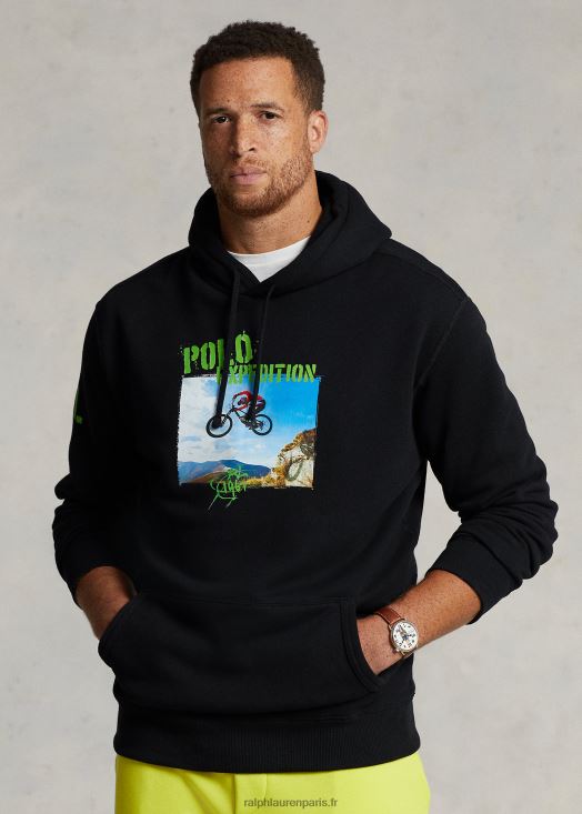 sweat à capuche graphique en polaire 46T60T1931 Hommes Ralph Lauren noir