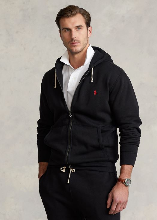 sweat à capuche zippé en polaire 46T60T1665 Hommes Ralph Lauren noir