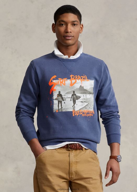 sweat graphique en molleton 46T60T1200 Hommes Ralph Lauren delta bleu