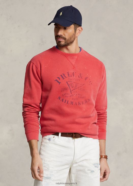 sweat graphique en molleton 46T60T1331 Hommes Ralph Lauren poteau rouge