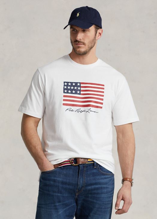 t-shirt en jersey à drapeau 46T60T1464 Hommes Ralph Lauren blanc