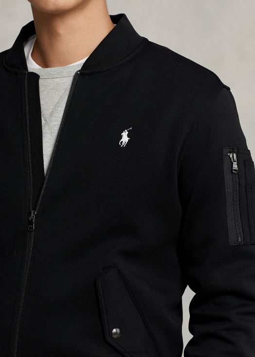 veste bomber à double maille 46T60T566 Hommes Ralph Lauren noir