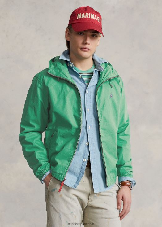 veste à capuche en popeline 46T60T947 Hommes Ralph Lauren radeau vert