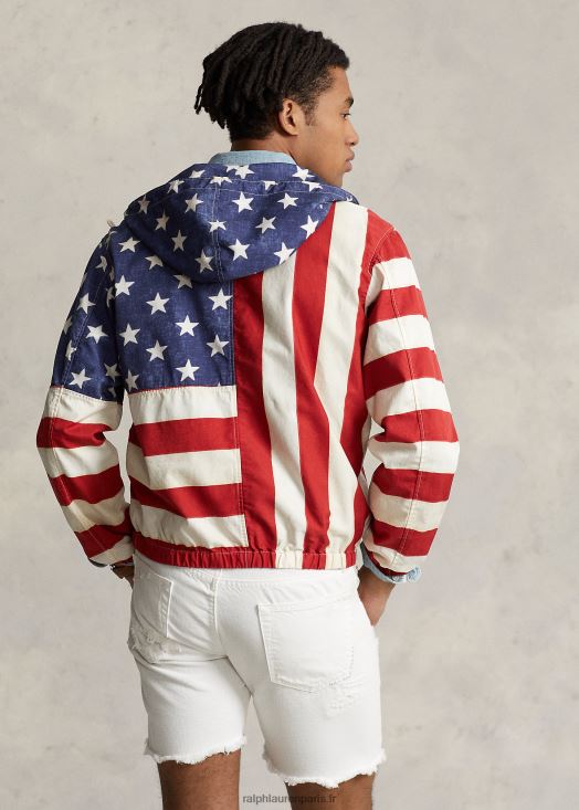 veste à capuche à imprimé drapeau 46T60T1228 Hommes Ralph Lauren étoilé