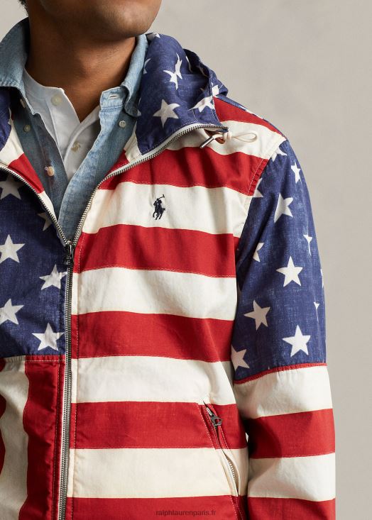 veste à capuche à imprimé drapeau 46T60T1228 Hommes Ralph Lauren étoilé