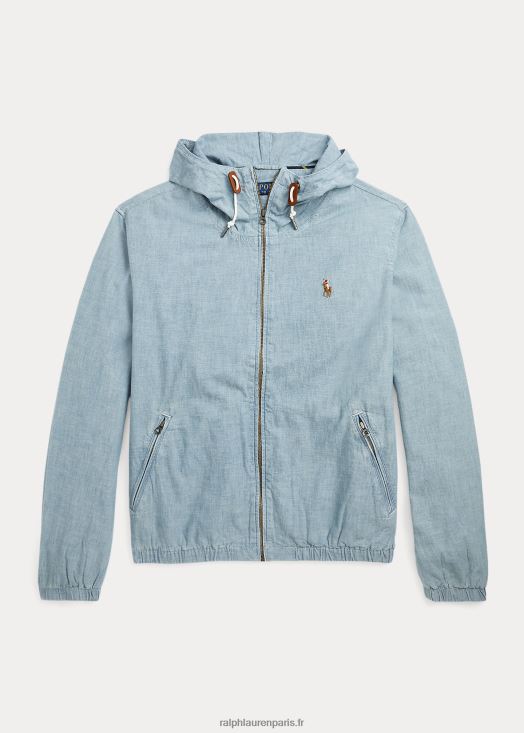 veste chambray indigo à capuche 46T60T806 Hommes Ralph Lauren chambray