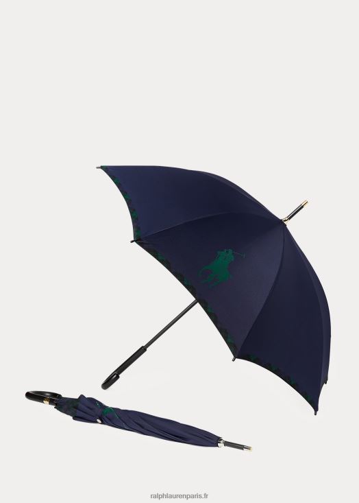 parapluie à carreaux grand poney 46T60T9080 unisexe Ralph Lauren marine