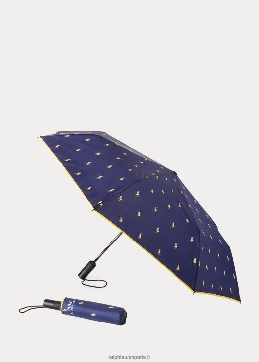 parapluie pliable poney 46T60T2697 unisexe Ralph Lauren marine et jaune